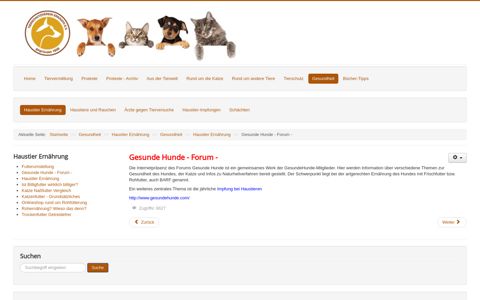Gesunde Hunde - Forum - - Tierschutzverein Erkrath