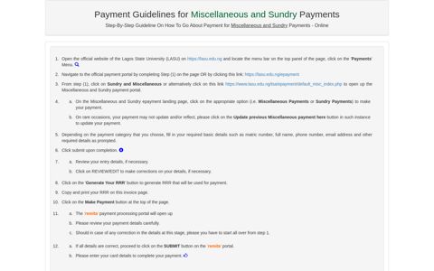 LASU ONLINE PAYMENT GUIDELINES - Lagos State University