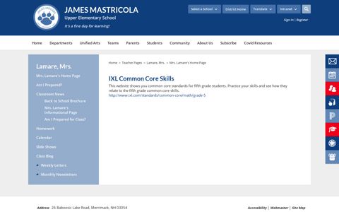 IXL Common Core Skills - Merrimack School District
