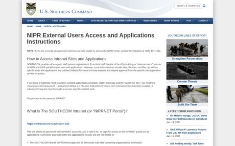U.S. Southern Command > Home > Portal Access Info