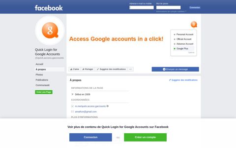 Quick Login for Google Accounts - About | Facebook