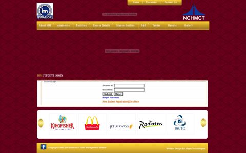 Student Login - IHM:The Institute of Hotel Management Gwalior