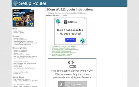 How to Login to the 3Com WL522 - SetupRouter