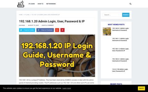 192.168.1.20 Admin Login, User, Password & IP - Router Login