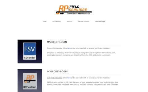 CONTRACTOR LOGIN - RP Field Services