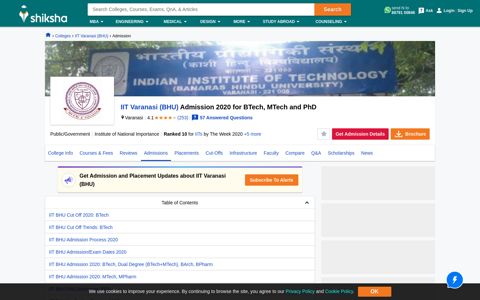 IIT Varanasi (IIT BHU) Admission 2020 for BTech, MTech and ...