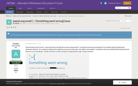jwpub.org email [ :-( Something went wrong] issue - JWTalk