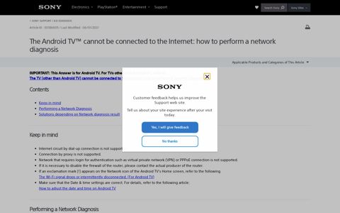The Android TV™ cannot be connected to the Internet: how to ...