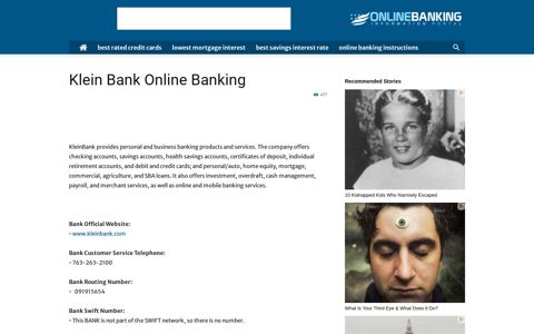 Klein Bank Online Banking Login - us.org