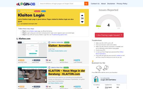 Klaiton Login - A database full of login pages from all over the internet!