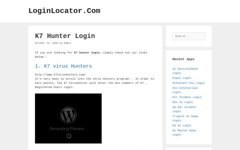 K7 Hunter Login - LoginLocator.Com