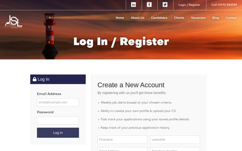 Login / Register / JSL Solutions