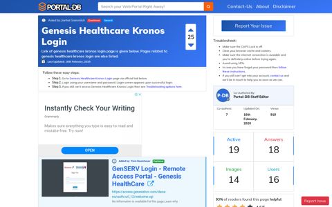 Genesis Healthcare Kronos Login - Portal-DB.live