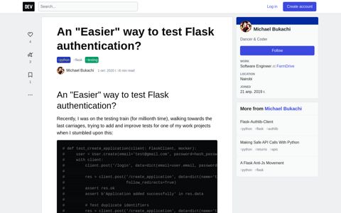 An "Easier" way to test Flask authentication? - DEV