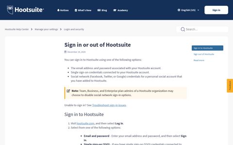 Sign in or out of Hootsuite – Hootsuite Help Center