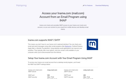 How to access your Iname.com (mail.com) email account ...