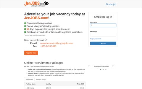 Employment Agencies | Job Advertisement Malaysia : JenJOBS
