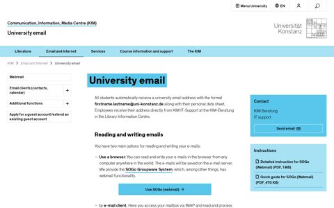 University email - KIM Uni Konstanz - Universität Konstanz