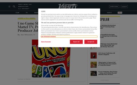Uno Game Show in Development From Mattel TV - Variety