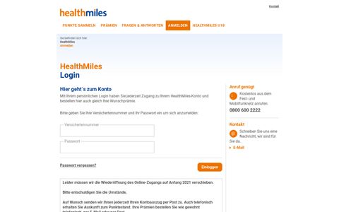 Login - SECURVITA Bonusprogramm - HealthMiles