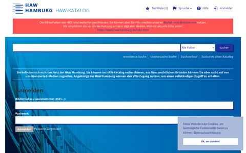 Anmelden - HAW-Katalog - HAW Hamburg
