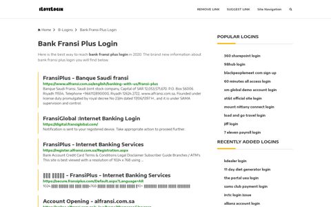 Bank Fransi Plus Login ❤️ One Click Access