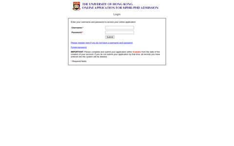 Login to the Online Application System - HKU