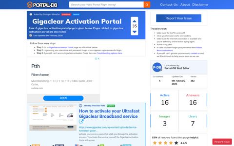 Gigaclear Activation Portal