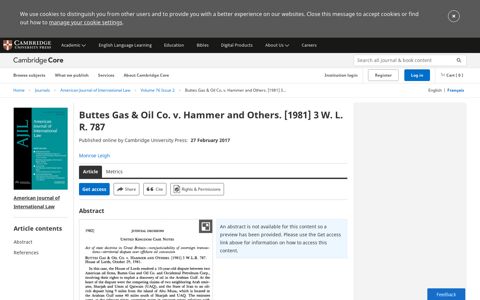 Buttes Gas & Oil Co. v. Hammer and Others. [1981] 3 WLR 787