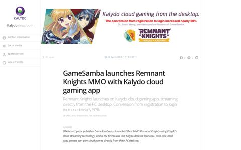 GameSamba launches Remnant Knights MMO with Kalydo ...