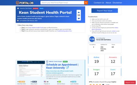 Kean Student Health Portal - Portal-DB.live