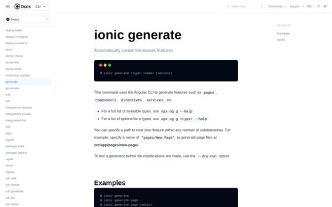 ionic generate - Ionic Documentation