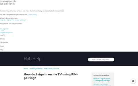 How do I sign in on my TV using PIN-pairing? – ITV