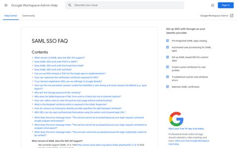 SAML SSO FAQ - Google Workspace Admin Help