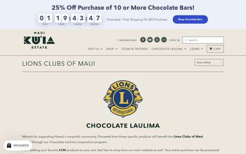 Lions Clubs of Maui - Maui Kuʻia Estate Chocolate