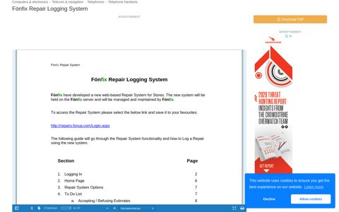 Fónfix Repair Logging System | Manualzz