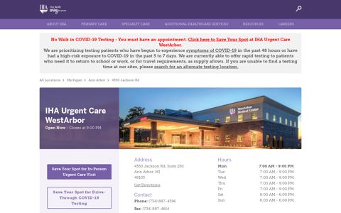IHA Urgent Care WestArbor | Urgent Care in Ann Arbor