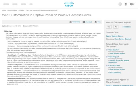 Web Customization in Captive Portal on WAP321 Access ...