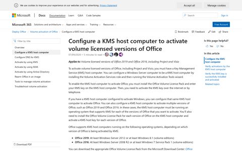 Configure a KMS host computer to activate volume licensed ...