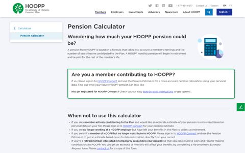 HOOPP pension estimator