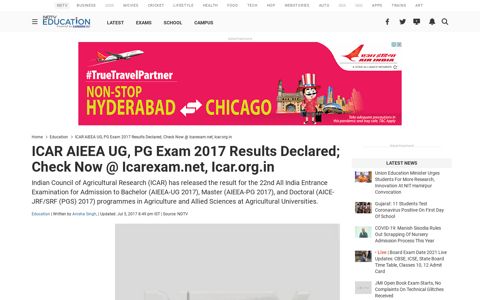 ICAR AIEEA UG, PG Exam 2017 Results Declared; Check ...