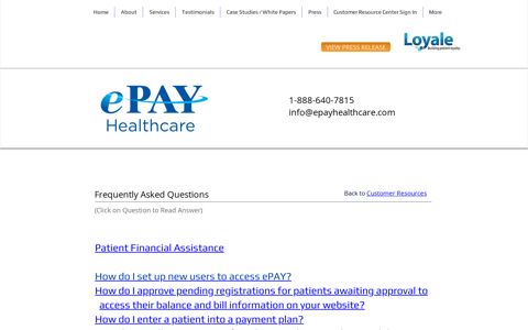 Frequently Asked Questions - ePAY Healthcare