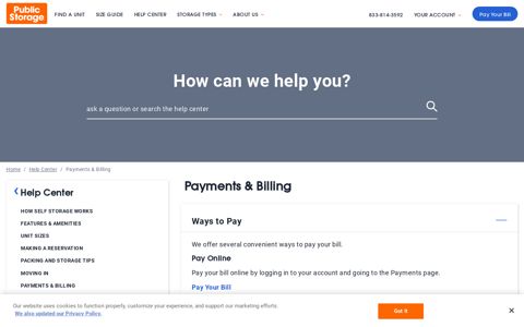 Payments & Billing | Public Storage