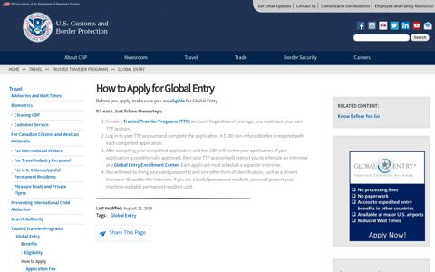 How to Apply for Global Entry | U.S. Customs and Border ...