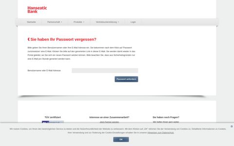 Passwort vergessen - Hanseatic Bank