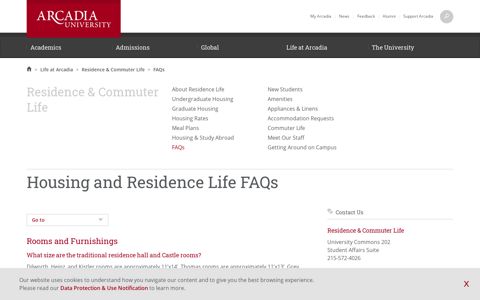 Housing and Residence Life FAQs | Arcadia University