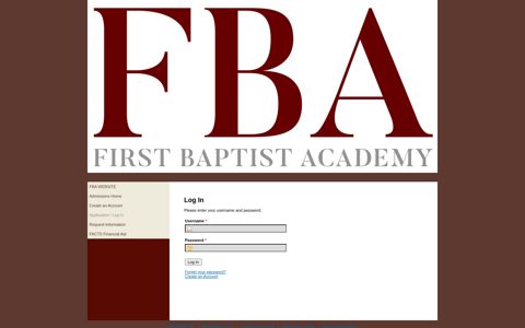 First Baptist Academy - Application - Log In - RenWeb