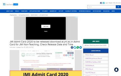 JMI Admit Card 2020 to be released download at jmi.ac.in ...