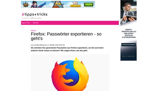 Firefox: Passwörter exportieren - so geht's - Heise
