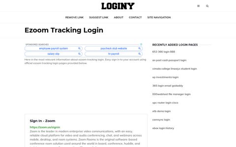 Ezoom Tracking Login ✔️ One Click Login - Loginy